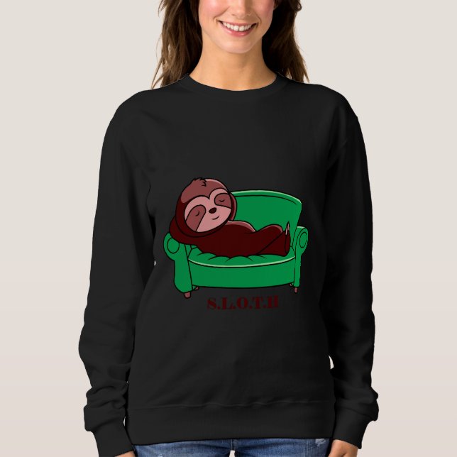 Lazy Sloth i Soffa T Shirt (Framsida)