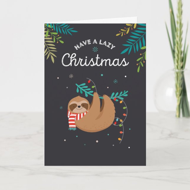 Lazy Sloth julkort Helgkort (Framsida)