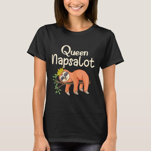 Lazy Sloth Nap Sarcastic Meme Queen T Shirt (Framsida)