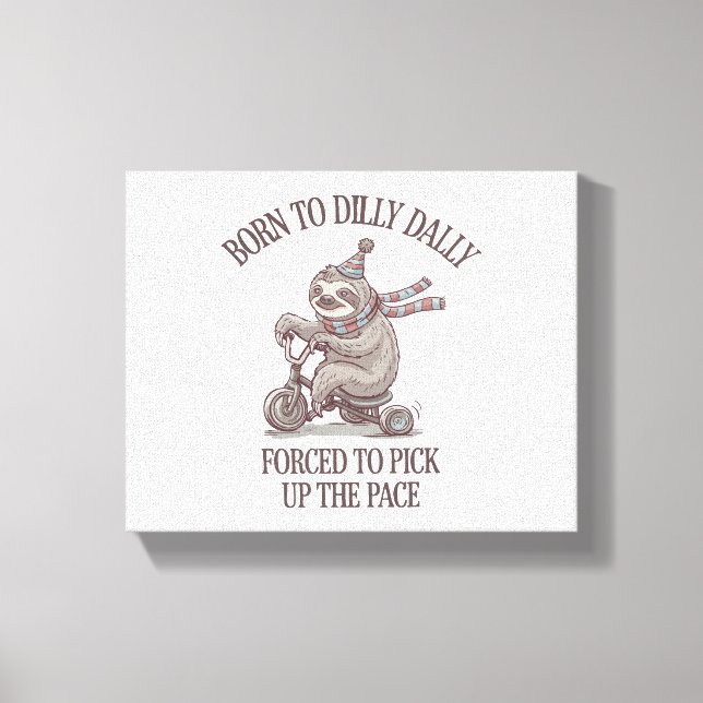 Lazy Sloth Retro Bike Tecknad Canvastryck (Framsida)
