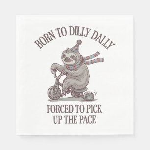 Lazy Sloth Retro Bike Tecknad Pappersservett