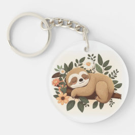 Lazy sloth sleeping on a branch cartoon           