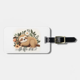 Lazy sloth sleeping on a branch cartoon            bagagebricka