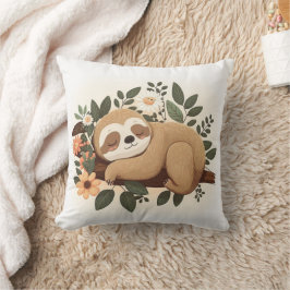 Lazy sloth sleeping on a branch cartoon            kudde