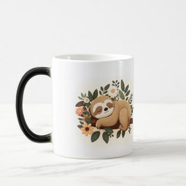 Lazy sloth sleeping on a branch cartoon            magisk mugg