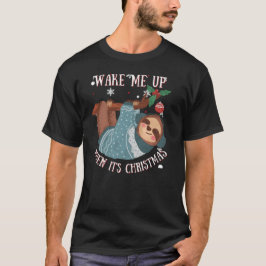 Lazy Sloth väckte mig när det är jul T Shirt