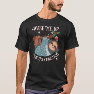 Lazy Sloth väckte mig när det är jul T Shirt