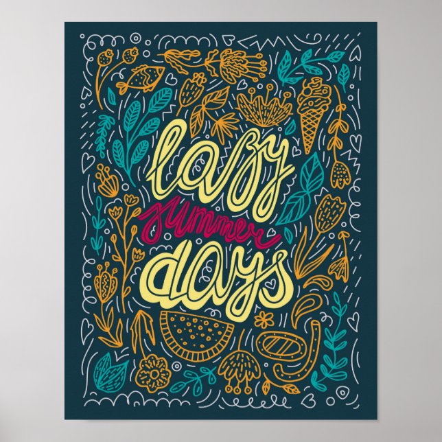 Lazy sommardagar Retro Poster (Framsidan)