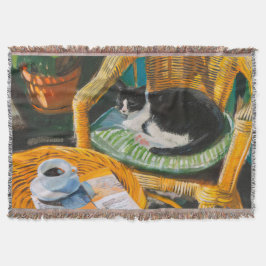 Lazy Söndag God | Mysigt katt- och kaffefärgning Filt