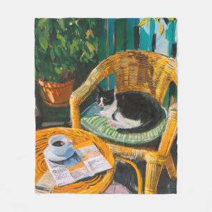Lazy Söndag God Mysigt katt- och kaffefärgning Fleecefilt