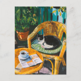 Lazy Söndag God | Mysigt katt- och kaffefärgning Helg Vykort