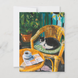 Lazy Söndag God | Mysigt katt- och kaffefärgning Vykort