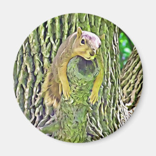 Lazy Squirrel i Träd Magnet