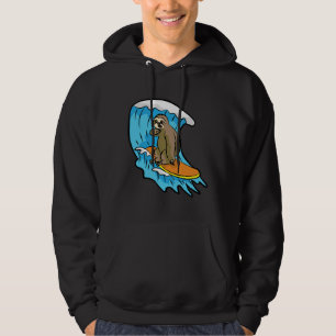 Lazy Surfing Sloth Surfboard Wave Riding Hoodie