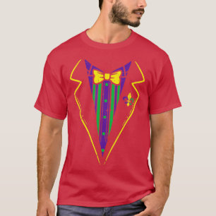 Lazy Tuxedo Costume Bow Tie Funny Mardi Gras Carni T Shirt