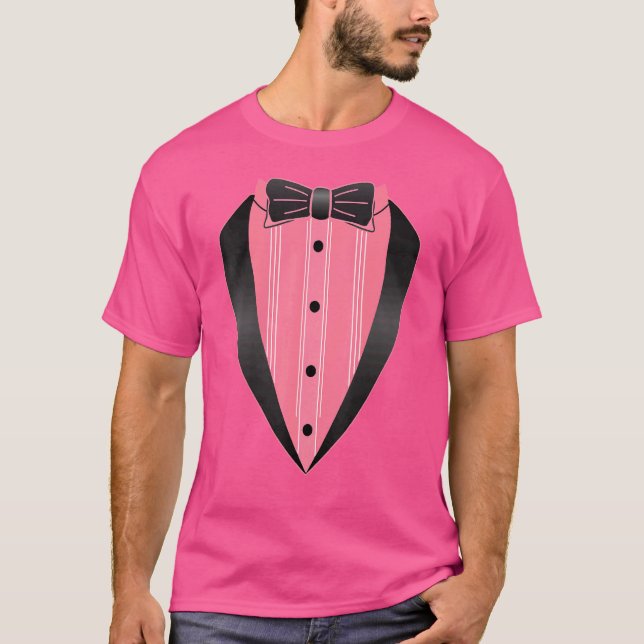 Lazy Tuxedo Rosa Costume Easy Bow Tie Outfit Conce T Shirt (Framsida)