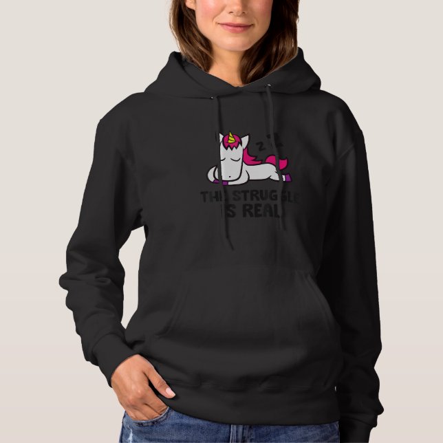 Lazy Unicorn The Struggle Is Real  Unicorn T Shirt (Framsida)