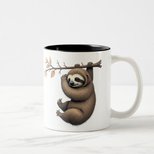 Lazy Vibes Sloth Mugg - Cute & Chill Coffee Kopp (Höger)