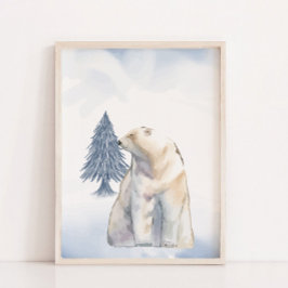 Lazy Winter Polar Bear Arktis Nursery Wall Decor Poster