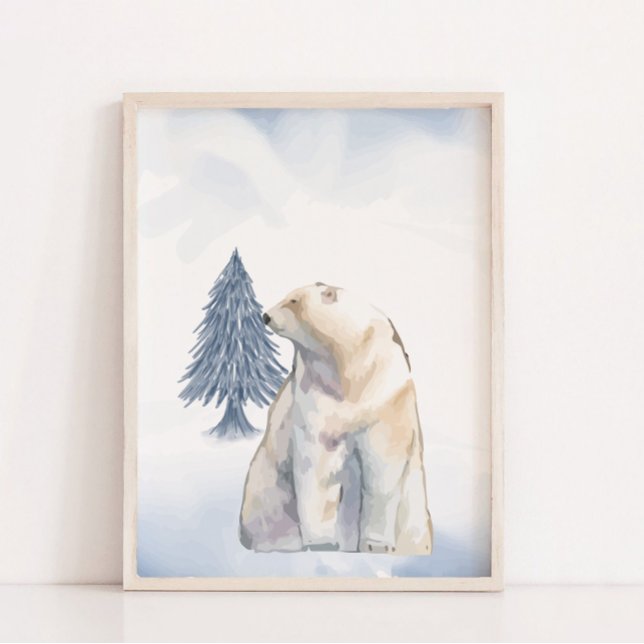 Lazy Winter Polar Bear Arktis Nursery Wall Decor Poster (Lazy Winter Polar Bear Arctic Nursery Wall Decor)