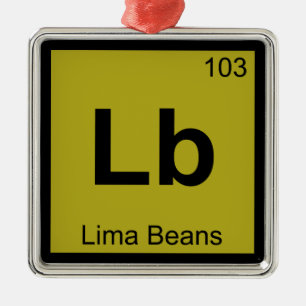 Lb - Lima Beans Kemi Periodiska Systemet Symbol Julgransprydnad Metall