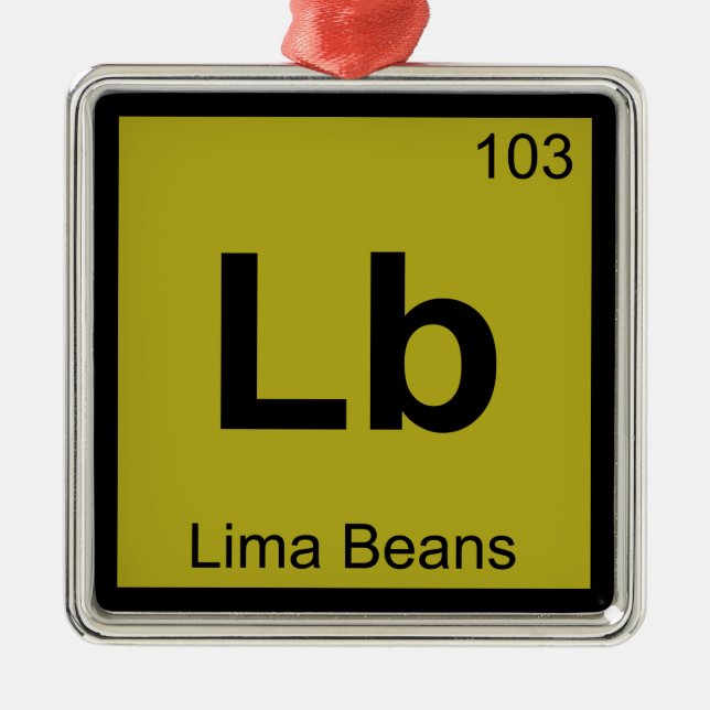 Lb - Lima Beans Kemi Periodiska Systemet Symbol Julgransprydnad Metall (Framsidan)