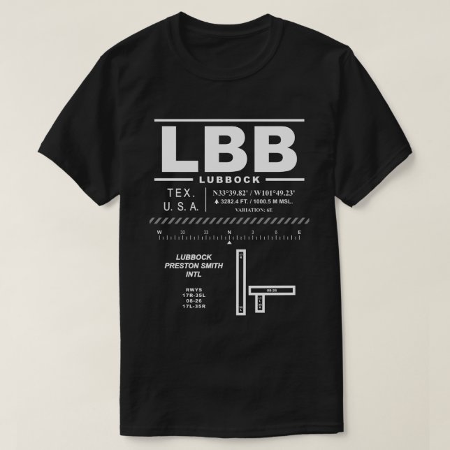 LBB:s flygplats LBB i Lubbock Preston Smith Intern T Shirt (Design framsida)