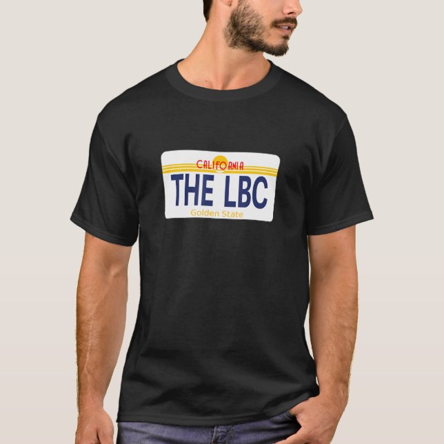 LBC Long Beach California Cali CA Home Licence T Shirt (Framsida)