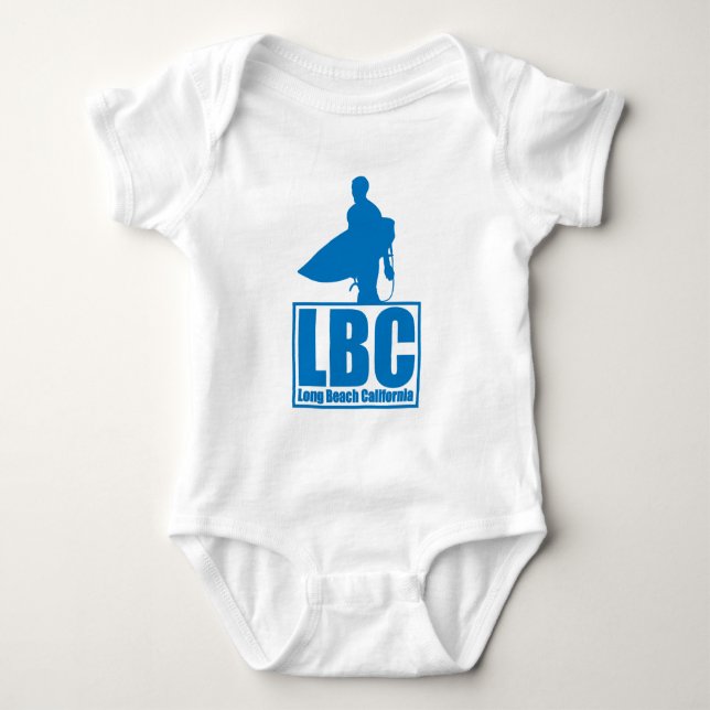 LBC - Long Beach Kalifornien - surfa - blått Tee Shirt (Framsida)