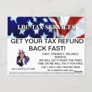 LBC TAX-TJÄNSTER pro-promo-vykort Vykort