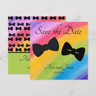 LBGT Modern Rainbow Black Spara datumet Bröllop