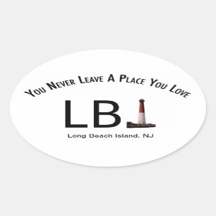 LBI Sticker Long Beach Island, NJ Lighthouse Ovalt Klistermärke