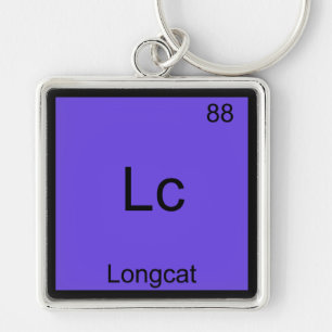 Lc - Longcat Roligt Kemisymbol Meme T-Shirt Fyrkantig Silverfärgad Nyckelring