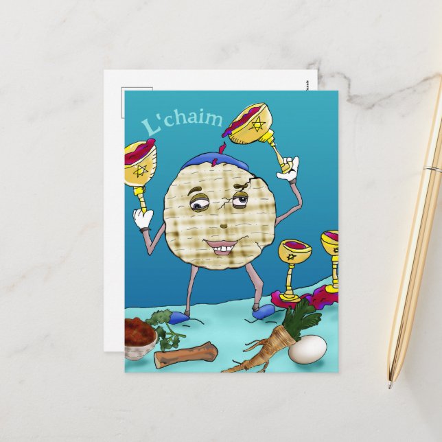 L'chaim Pesach Helg Vykort (Fram/Back In Situ)