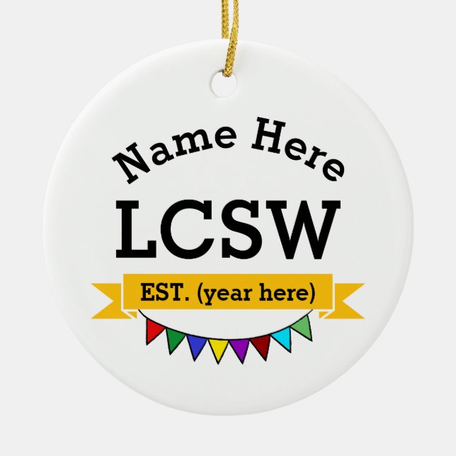 LCSW Gift Licensed Clinical Social Worker Julgransprydnad Keramik (Framsidan)