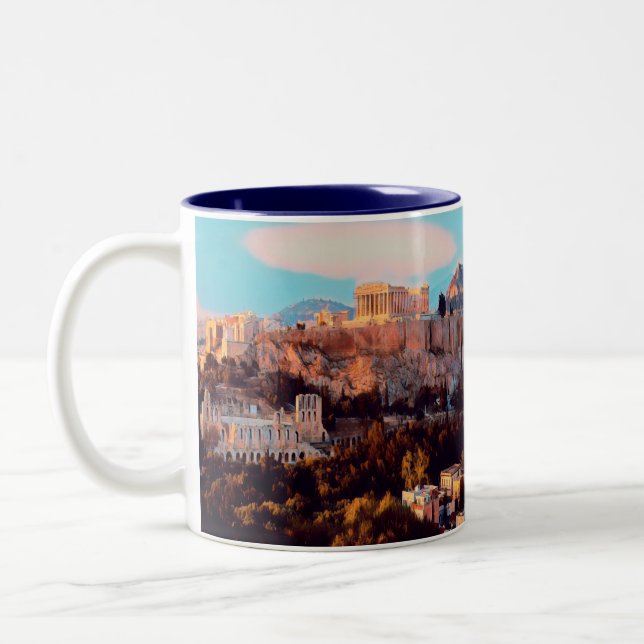 ldp Aten - Akropolis - panorama - Två-Tonad Mugg (Vänster)