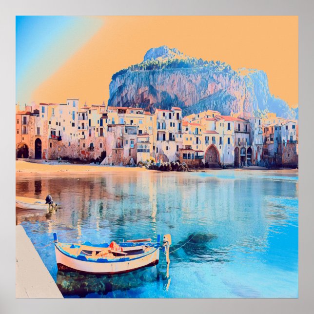 ldp CEFALDB - Sicily - strand - panorama Poster (Framsidan)