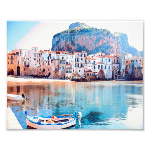 ldp CEFALĖ - Sicilien - strand - panorama Fototryck