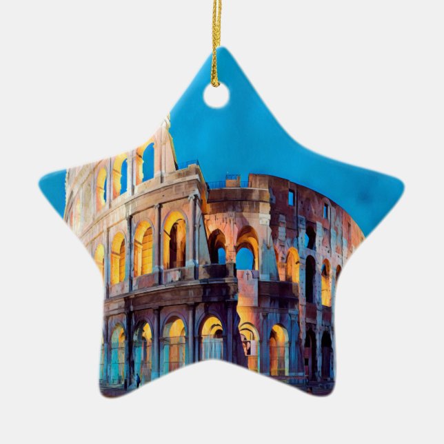 ldp COLOSSEUM Rom - i natt - Julgransprydnad Keramik (Framsidan)