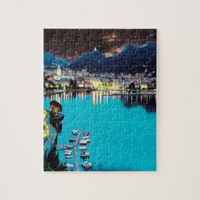 ldp COMO - Sjö - Panorama Pussel (Vertikal)