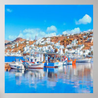 ldp MYKONOS - Fiskebåtar - hamn - panorama
