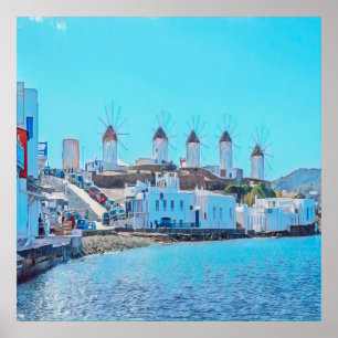 ldp MYKONOS - Windmills havsvattenvy - Poster