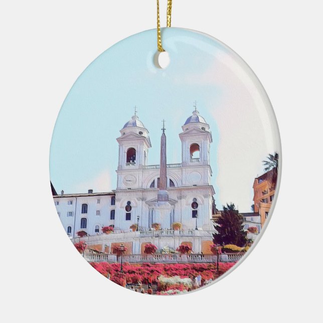 ldp PIAZZA DI SPAGNA - Rom - med blommor - Julgransprydnad Keramik (Vänster)