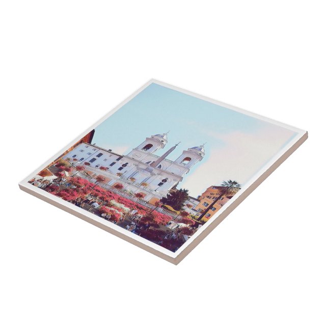 ldp PIAZZA DI SPAGNA - Rom - med blommor - Kakelplatta (Sidan)