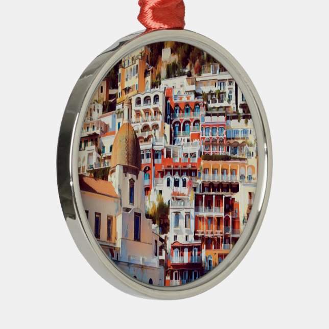 ldp POSITANO - Staden - kyrkan Santa Maria Assunta Julgransprydnad Metall (Höger)