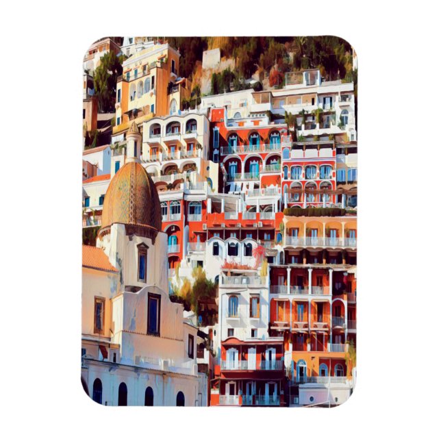 ldp POSITANO - Staden - kyrkan Santa Maria Assunta Magnet (Vertikal)