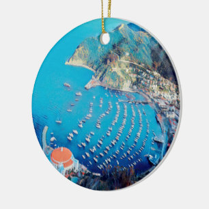 ldp SANTA CATALINA Island - Kalifornien - hamn Julgransprydnad Keramik