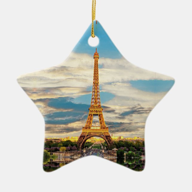 ldp TOUR EIFFEL - Paris - vy - Julgransprydnad Keramik (Framsidan)
