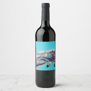 ldp VENICE - gondolas - rialto - Vinflaska Etikett