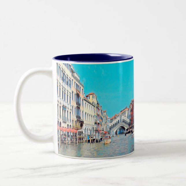 ldp VENICE - Grand Canal - Rialto-stranden - Två-Tonad Mugg (Vänster)